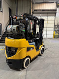 2021 CATERPILLAR/MITSUBISHI FGC25N 5000 LB LP GAS FORKLIFT CUSHION 83/187" 3 STAGE MAST SIDE SHIFTER 855 HOURS NON MARKING TIRES STOCK # BF9117849-BUF
