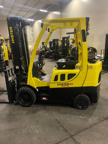 2021 HYSTER S60FT 6000 LB LP GAS FORKLIFT CUSHION 88/130" 2 STAGE FULL FREE LIFT SIDE SHIFTING FORK POSITIONER MAST 1,443 HOURS STOCK # BF9116429-BUF - United Lift Equipment LLC