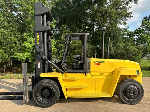 2002 HYSTER H360HD 36000 LB DIESEL FORKLIFT PNEUMATIC 170/212" 2 STAGE MAST FORK POSITIONER STOCK # BF9671149-TXB