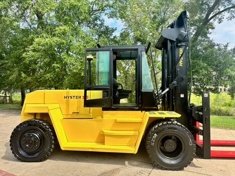 2000 HYSTER H300XL 30000 LB DIESEL FORKLIFT PNEUMATIC 144/147" 2 STAGE MAST SIDE SHIFTER ENCLOSED CAB ONLY 8391 HOURS STOCK # BF9591179-TXB - United Lift LLC