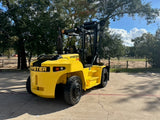 2016 HYSTER H210HD 21000 LB DIESEL FORKLIFT PNEUMATIC 183/150" 2 STAGE MAST SIDE SHIFTING FORK POSITIONER DUAL DRIVE TIRES OPEN CAB 9996 HOURS STOCK # BF9551179-TXB