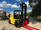 2016 HYSTER H210HD 21000 LB DIESEL FORKLIFT PNEUMATIC 183/150" 2 STAGE MAST SIDE SHIFTING FORK POSITIONER DUAL DRIVE TIRES OPEN CAB 9996 HOURS STOCK # BF9551179-TXB