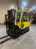 2021 HYSTER H50FT 5000 LB LP GAS FORKLIFT PNEUMATIC 86/189" 3 STAGE MAST SIDE SHIFTING FORK POSITIONER ENCLOSED CAB with HEAT 984 HOURS STOCK # BF9113729-BUF