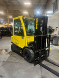 2021 HYSTER H50FT 5000 LB LP GAS FORKLIFT PNEUMATIC 86/189" 3 STAGE MAST SIDE SHIFTING FORK POSITIONER ENCLOSED CAB with HEAT 984 HOURS STOCK # BF9113729-BUF