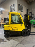 2021 HYSTER H50FT 5000 LB LP GAS FORKLIFT PNEUMATIC 86/189" 3 STAGE MAST SIDE SHIFTING FORK POSITIONER ENCLOSED CAB with HEAT 984 HOURS STOCK # BF9113729-BUF