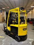 2019 HYSTER E60XN-33 6000 LB ELECTRIC FORKLIFT CUSHION 89/188" 3 STAGE MAST SIDE SHIFTING FORK POSITIONER ONLY 780 HOURS STOCK # BF981839-BUF