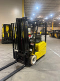 2020 YALE ERP035VT 3500 LB ELECTRIC CUSHION 3 WHEEL SIT DOWN FORKLIFT 82/187" 3 STAGE MAST SIDE SHIFTER 613 HOURS NON-MARKING TIRES STOCK # BF985249-BUF