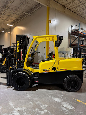 2021 HYSTER H110FT 11000 LB DIESEL FORKLIFT PNEUMATIC 94/185" 3 STAGE MAST SIDE SHIFTING FORK POSITIONER STOCK # BF9249559-BUF - United Lift LLC