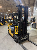 2020 CATERPILLAR 2C5000 5000 LB LP GAS FORKLIFT CUSHION 93/218" 3 STAGE MAST SIDE SHIFTING FORK POSITIONER TREADED TIRES 883 HOURS PLUMBED 4 WAYS TO CARRIAGE STOCK # BF9128249-BUF