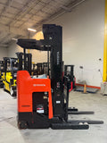 2021 TOYOTA 9BRU18 3500 LB 36 VOLT ELECTRIC SINGLE REACH FORKLIFT 24" SCISSOR 108/240" 3 STAGE MAST SIDE SHIFTER 2254 LIFT HOURS STOCK # BF988739-BUF - United Lift LLC