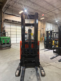 2021 TOYOTA 9BRU18 3500 LB 36 VOLT ELECTRIC SINGLE REACH FORKLIFT 24" SCISSOR 108/240" 3 STAGE MAST SIDE SHIFTER 2254 LIFT HOURS STOCK # BF988739-BUF - United Lift LLC