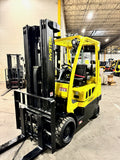 2018 HYSTER S60FT 6000 LB LP GAS FORKLIFT CUSHION 87/187" 3 STAGE MAST SIDE SHIFTING FORK POSITIONER 4 WAY PLUMBED 1412 HOURS STOCK # BF9178979-BUF - United Lift Equipment LLC