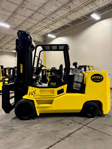 2013 HOIST F250 25000 LB LP GAS FORKLIFT CUSHION 126/126" 2 STAGE FULL FREE LIFT MAST FORK POSITIONER 2930 HOURS STOCK # BF9895729-BUF - United Lift Equipment LLC