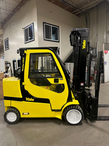 2021 YALE GLC120SVXN 12000 LB LP GAS FORKLIFT CUSHION 104/221" 3 STAGE MAST SIDE SHIFTING FORK POSITIONER ONLY 932 HOURS 4 WAY PLUMBED TO CARRIAGE ENCLOSED CAB STOCK # BF9413189-BUF - United Lift Equipment LLC