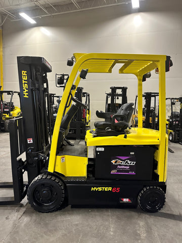 2016 HYSTER E65XN 6500 LB 48 VOLT ELECTRIC FORKLIFT CUSHION 88/187" 3 STAGE MAST SIDE SHIFTER 1485 HOURS STOCK # BF9182299-BUF - United Lift Equipment LLC