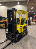 2019 HYSTER E50XN-33 6000 LB ELECTRIC FORKLIFT CUSHION 89/200" 3 STAGE MAST 48V BATTERY SIDE SHIFTING FORK POSITIONER ONLY 945 HOURS STOCK # BF971819-BUF - United Lift LLC