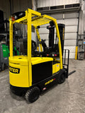 2019 HYSTER E50XN-33 6000 LB ELECTRIC FORKLIFT CUSHION 89/200" 3 STAGE MAST 48V BATTERY SIDE SHIFTING FORK POSITIONER ONLY 945 HOURS STOCK # BF971819-BUF - United Lift LLC
