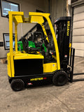 2019 HYSTER E50XN-33 6000 LB ELECTRIC FORKLIFT CUSHION 89/200" 3 STAGE MAST 48V BATTERY SIDE SHIFTING FORK POSITIONER ONLY 945 HOURS STOCK # BF971819-BUF - United Lift LLC