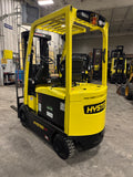 2019 HYSTER E50XN-33 6000 LB ELECTRIC FORKLIFT CUSHION 89/200" 3 STAGE MAST 48V BATTERY SIDE SHIFTING FORK POSITIONER ONLY 945 HOURS STOCK # BF971819-BUF - United Lift LLC