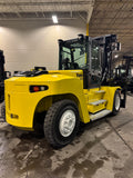 2019 YALE GDP360 36000 LB DIESEL FORKLIFT PNEUMATIC 144/148" 2 STAGE MAST SIDE SHIFTING FORK POSITIONER ENCLOSED HEATED CAB 103" LONG FORKS, 3,072 HOURS STOCK # BF9756589-BUF
