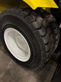 2019 YALE GDP360 36000 LB DIESEL FORKLIFT PNEUMATIC 144/148" 2 STAGE MAST SIDE SHIFTING FORK POSITIONER ENCLOSED HEATED CAB 103" LONG FORKS, 3,072 HOURS STOCK # BF9756589-BUF