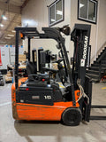 2011 DOOSAN B15R-5 3000 LB ELECTRIC FORKLIFT CUSHION 89/190 3 STAGE MAST SIDE SHIFTER 5887 HOURS STOCK # BF922159-BUF