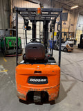 2011 DOOSAN B15R-5 3000 LB ELECTRIC FORKLIFT CUSHION 89/190 3 STAGE MAST SIDE SHIFTER 5887 HOURS STOCK # BF922159-BUF