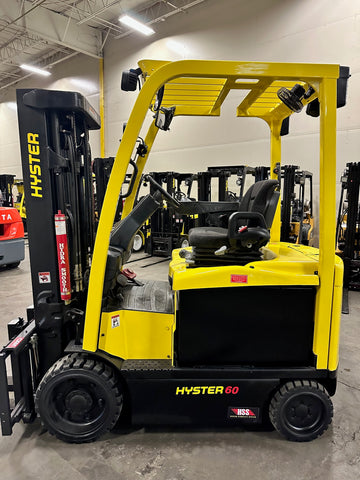 2016 HYSTER E60XN-33 6000 LB ELECTRIC FORKLIFT CUSHION 89/181" 3 STAGE MAST SIDE SHIFTER ONLY 878 HOURS STOCK # BF9141339-BUF - United Lift Equipment LLC
