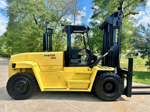 2008 HYSTER H360HD 36000 LB DIESEL FORKLIFT PNEUMATIC 145/147" 2 STAGE MAST FORK POSITIONER 3565 HOURS STOCK # BF9775169-BUF - United Lift LLC