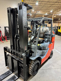 2022 TOYOTA 8FGC35U-BCS 8000 LB LP GAS FORKLIFT CUSHION 92/199" 3 STAGE 883 HOURS MAST STOCK # BF9143819-BUF - United Lift LLC