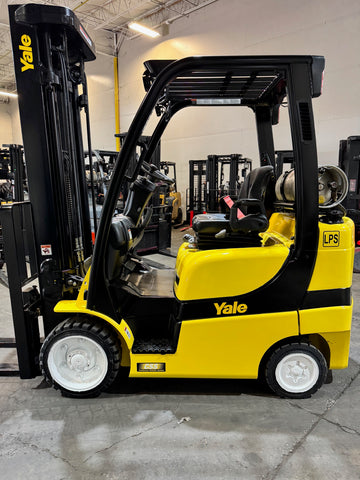 2024 YALE GLC060VX 6000 LB LP GAS FORKLIFT CUSHION 97/211" 3 STAGE MAST SIDE SHIFTER 721 HOURS STOCK # BF9117879-BUF