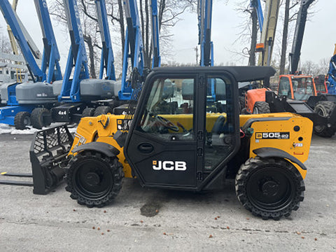 2023 JCB 505-20TC 5500 LB DIESEL TELESCOPIC FORKLIFT TELEHANDLER PNEUMATIC 4WD ENCLOSED CAB WITH HEAT AND AC 2530 HOURS STOCK # BF9598749-NLE - United Lift LLC
