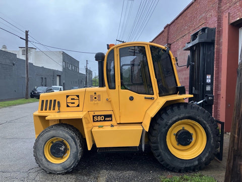 2020 SELLICK S80 8000 LB DIESEL ROUGH TERRAIN 4WD FORKLIFT PNEUMATIC 95/144" 3 STAGE MAST SIDE SHIFTER ENCLOSED CAB 5293 HOURS STOCK # BF9399129-OHB
