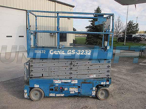 2012 GENIE GS3232 SCISSOR LIFT 32' REACH ELECTRIC SMOOTH CUSHION TIRES 323 HOURS STOCK # BF91106329-HLNY - United Lift Used & New Forklift Telehandler Scissor Lift Boomlift