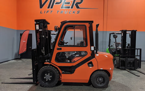 2021 VIPER FD30 6000 LB DIESEL FORKLIFT PNEUMATIC 88/189" 3 STAGE MAST SIDE SHIFTER ENCLOSED HEATED CAB STOCK # BF9286319-ILIL - United Lift Equipment LLC