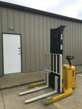 2012 YALE MSW040SFN24TV087 4000 LB ELECTRIC FORKLIFT WALKIE STACKER CUSHION 87/130" 2 STAGE MAST SIDE SHIFTER 4034 HOURS STOCK # BF975649-ARB - United Lift Used & New Forklift Telehandler Scissor Lift Boomlift