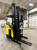 2016 YALE NDR035EB 3500 LB DEEP REACH 48" SCISSOR ELECTRIC FORKLIFT 131/302" 3 STAGE MAST SIDE SHIFTER STOCK # BF9195619-BUF - United Lift Equipment LLC