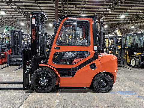 2021 VIPER FD30 6000 LB DIESEL FORKLIFT PNEUMATIC 88/189" 3 STAGE MAST SIDE SHIFTER ENCLOSED HEATED CAB STOCK # BF9286319-BUF - United Lift Equipment LLC
