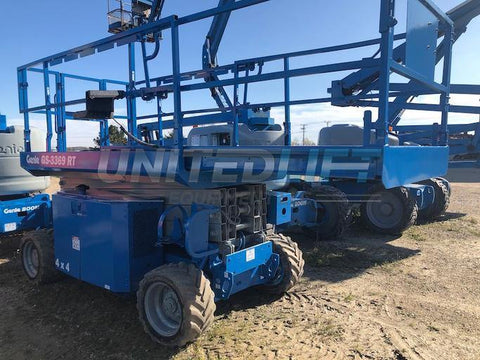 2012 GENIE GS3369RT DUAL FUEL ROUGH TERRAIN SCISSOR LIFT 33′ REACH 4WD 1696 HOURS STOCK # BF9184539-WIB - United Lift Used & New Forklift Telehandler Scissor Lift Boomlift