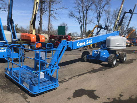 2006 GENIE S45 TELESCOPIC STRAIGHT BOOM LIFT AERIAL LIFT WITH JIB ARM 45' REACH DIESEL 4WD 2025 HOURS STOCK # BF9498749-NLPA - United Lift Equipment LLC