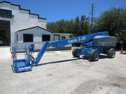 2014 GENIE S65 TELESCOPIC STRAIGHT BOOM LIFT AERIAL LIFT WITH JIB ARM 65' REACH DIESEL 4WD 3485 HOURS STOCK # BF9493719-BEFL - United Lift Equipment LLC