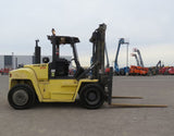 2012 HYSTER H210-HD2 21000 LB DIESEL FORKLIFT PNEUMATIC 147" 2 STAGE MAST SIDE SHIFTING FORK POSITIONERS DUAL DRIVE TIRES OPEN CAB STOCK # BF9691179-EBAZ - United Lift Equipment LLC