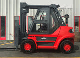 2006 LINDE H50D-03 12000 LB CAPACITY DIESEL FORKLIFT PNEUMATIC 152" 2 STAGE MAST SIDE SHIFTING FORK POSITIONER ENCLOSED CAB 18981 HOURS STOCK # BF9254159-MWWI - United Lift Equipment LLC