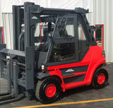 2006 LINDE H50D-03 12000 LB CAPACITY DIESEL FORKLIFT PNEUMATIC 152" 2 STAGE MAST SIDE SHIFTING FORK POSITIONER ENCLOSED CAB 18981 HOURS STOCK # BF9254159-MWWI - United Lift Equipment LLC