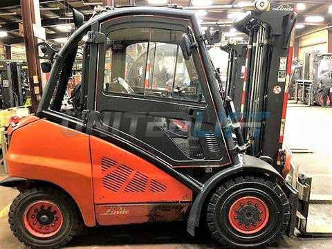 2010 LINDE H45D 9000 LB DIESEL FORKLIFT PNEUMATIC 96/185" 3 STAGE MAST CASCADE ROTATOR ENCLOSED CAB 2595 HOURS STOCK # BF9391419-CONB - United Lift Used & New Forklift Telehandler Scissor Lift Boomlift