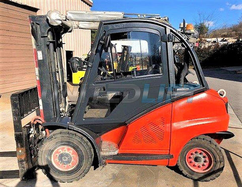 2012 LINDE H45 10000 LB DIESEL FORKLIFT PNEUMATIC 96/184" 3 STAGE MAST SIDE SHIFTING FORK POSITIONER ENCLOSED CAB 3622 HOURS STOCK # BF9351409-CONB - United Lift Used & New Forklift Telehandler Scissor Lift Boomlift