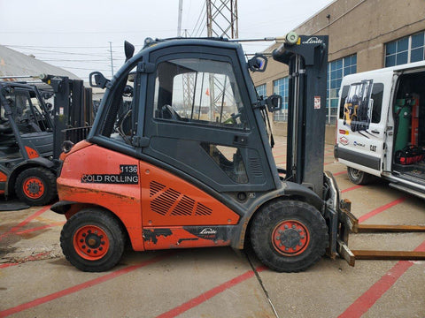 2012 LINDE H45D 9000 LB DIESEL FORKLIFT PNEUMATIC 94/184" 3 STAGE MAST CASCADE ROTATOR ENCLOSED CAB 5458 HOURS STOCK # BF9351179-CONB - United Lift Used & New Forklift Telehandler Scissor Lift Boomlift