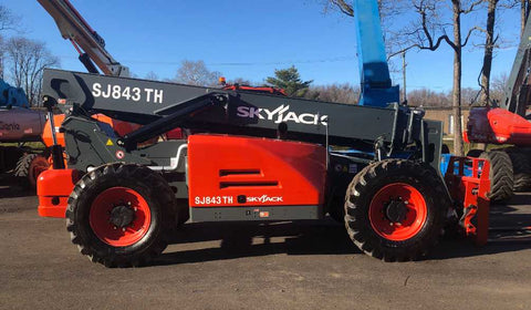 2017 SKYJACK SJ843TH 8000 LB DIESEL TELESCOPIC FORKLIFT TELEHANDLER PNEUMATIC ENCLOSED HEATED CAB 1454 HOURS STOCK # BF9794529-NLEQ - United Lift Equipment LLC