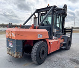 2016 TOYOTA THD3600-24 36000 LB DIESEL FORKLIFT DUAL DRIVE PNEUMATIC 161/180" 2 STAGE MAST SIDE SHIFTING FORK POSITIONER ENCLOSED CAB 3580 HOURS STOCK # BF91519119-CONNC - United Lift Equipment LLC