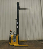 2009 YALE MSW040SFN24TV087 4000 LB ELECTRIC FORKLIFT WALKIE STACKER CUSHION 87/130" 2 STAGE MAST SIDE SHIFTER 3649 HOURS STOCK # BF964269-ARB - United Lift Equipment LLC